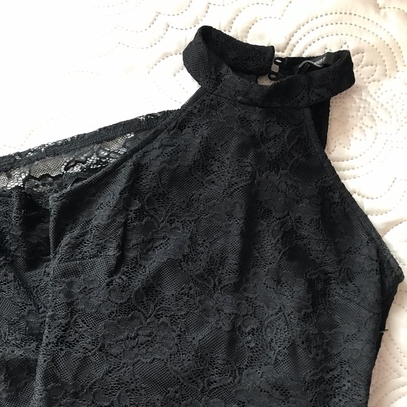 Black Halter Top Lace Dress - Picture 3 of 5